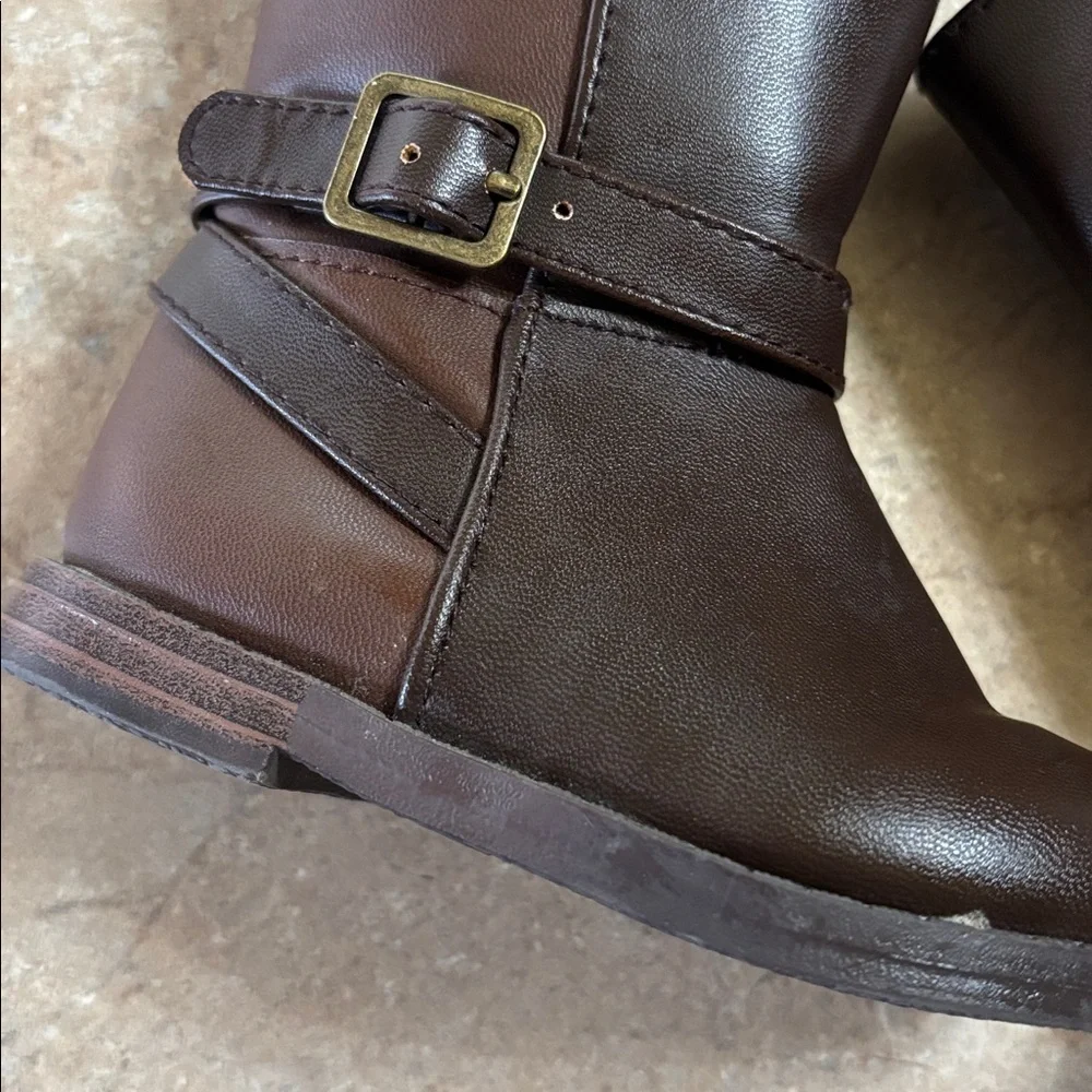Gymboree Black Brown Faux Leather Zipper Boots Size 4 Toddler